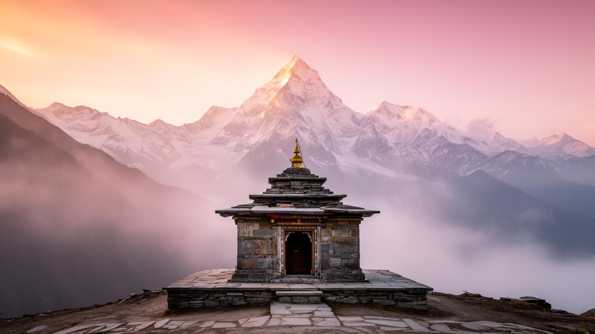 Himalayan shrine at dawn