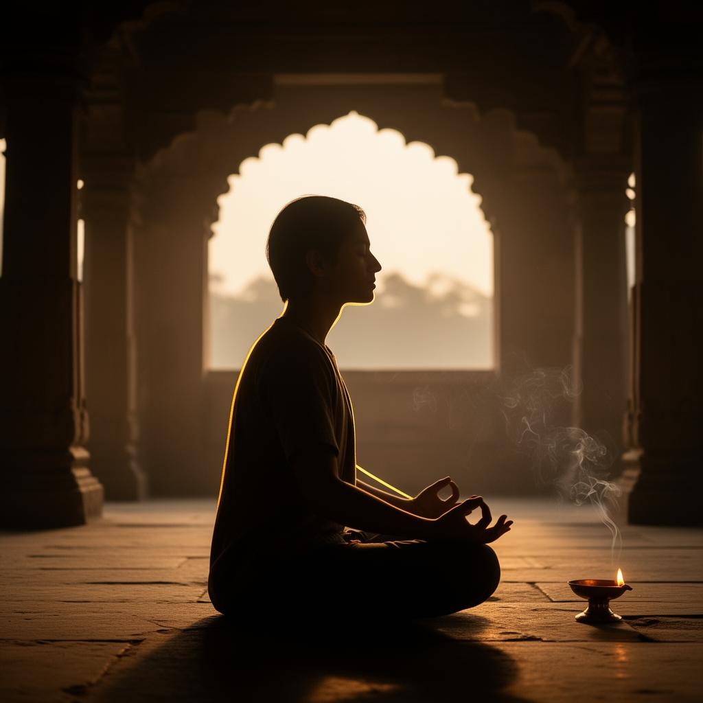Meditation in a temple-inspired space